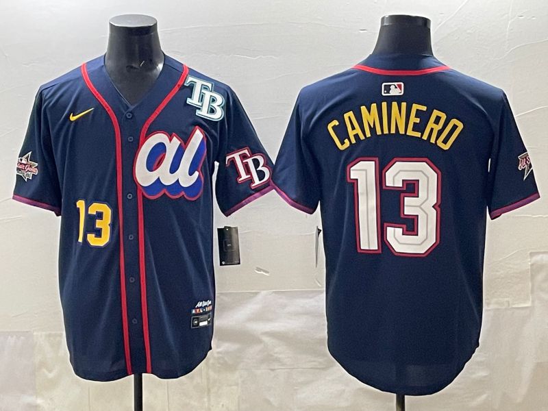 Men 2025 Tampa Bay Rays #13 Caminero Drak Blue All star Nike MLB Jersey style 07
